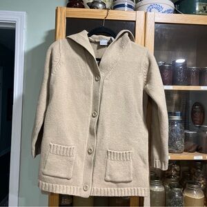 Cozy Beige 100% Wool Button-Up Cardigan